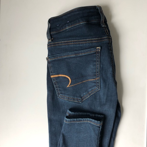 Dark + light blue Skinny American Eagle Jeans - Picture 2 of 5